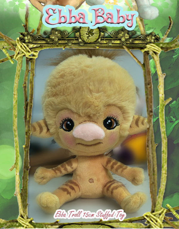 Ebba Baby Troll 'Tickle Me' Caramel ~Plush Stuffed Soft Toy 15cm